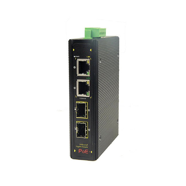 2 Port PoE Gigabit with 2xSFP Slot fiber Industrial Switch
